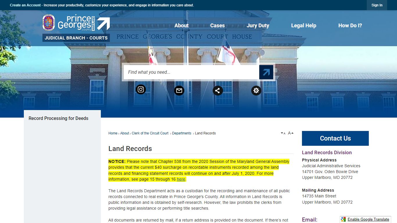 Land Records | Prince George's County Judicial, MD