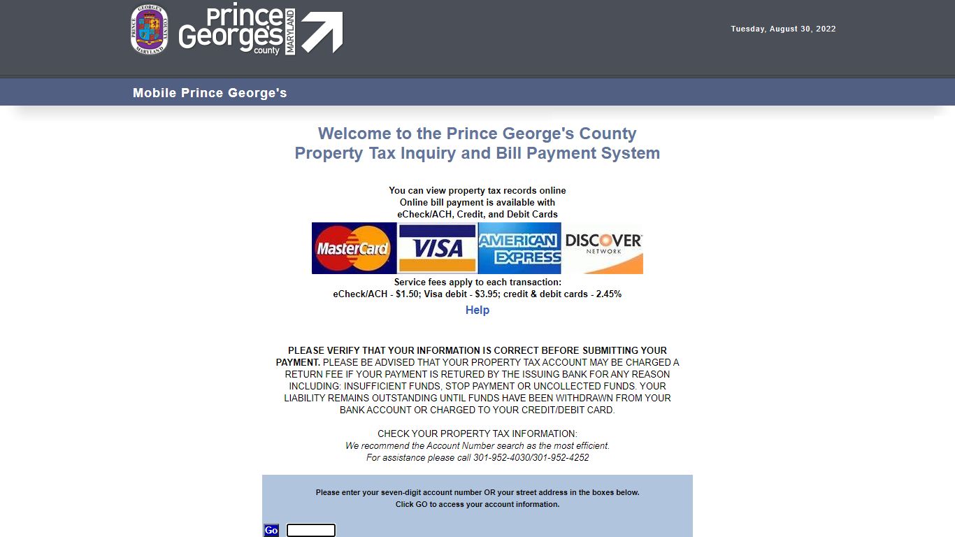 Prince George's County, MD - Office of Finance : Property Tax Inquiry